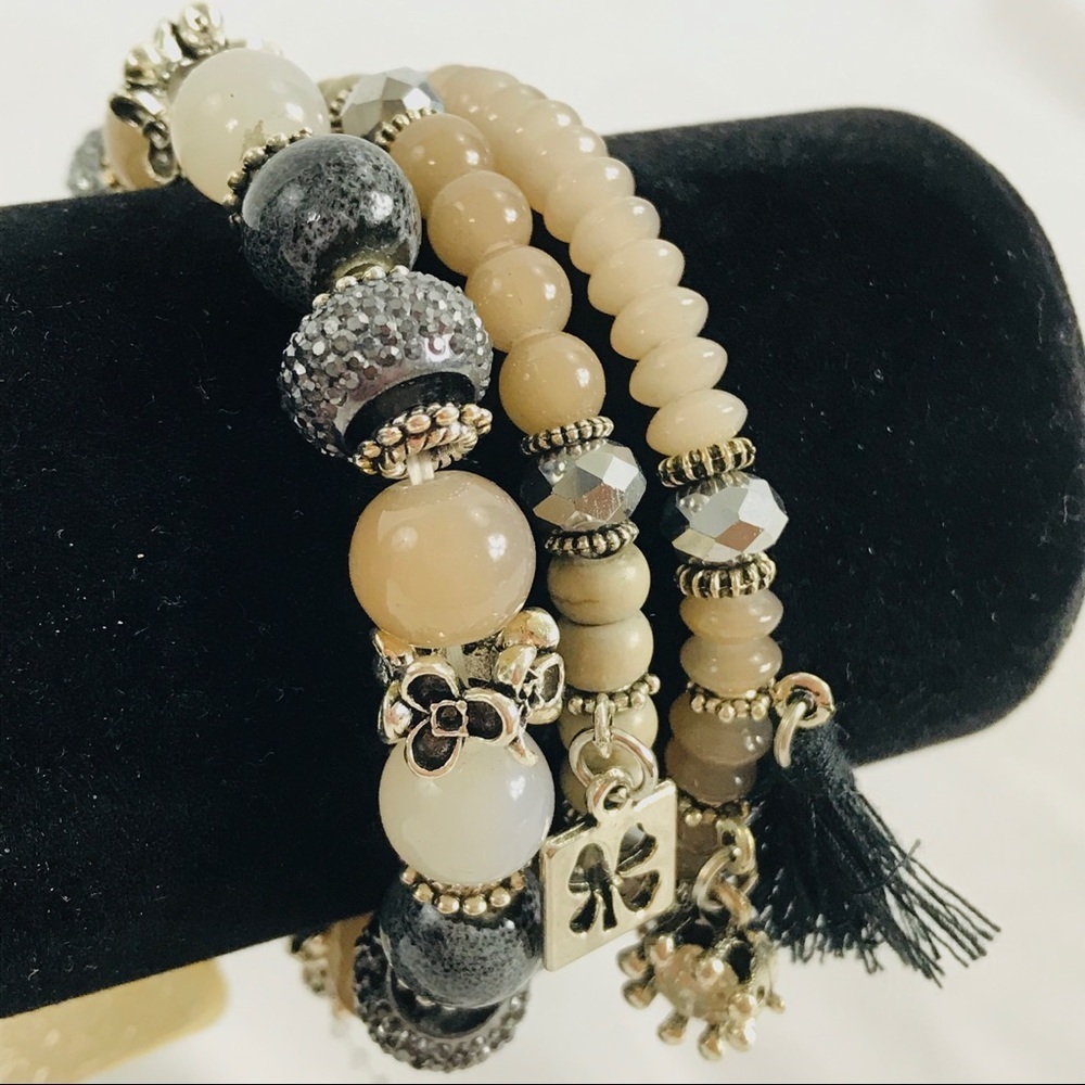 3pck. Tassel Charm Bead Bracelets (New with Tags)